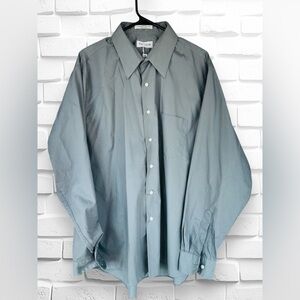 Van Heusen Men’s 17.5 36/37 Silver Long Sleeve Button Down Casual Poplin Shirt